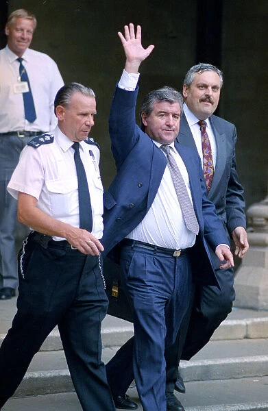 Sacked manager of Tottenham Hotspur Football Club Terry Venables waves to supporters as