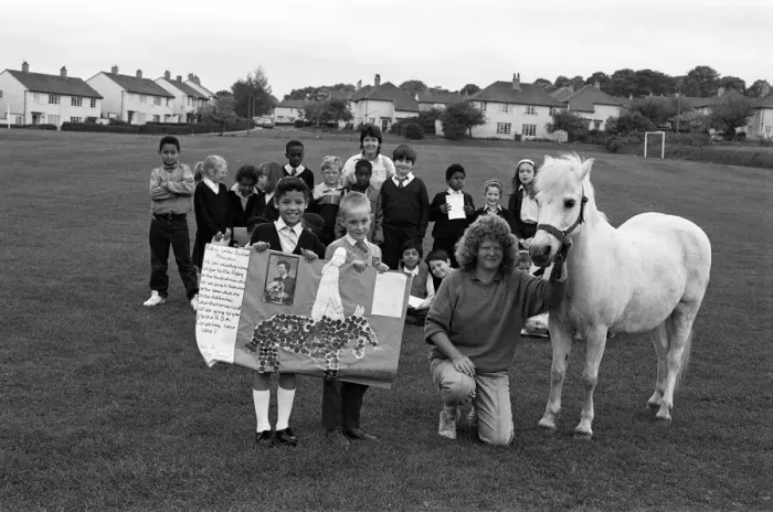 Framed Print : Saddle up... Pupils at Bradley Junior School have been collecting copper for the Riding Framed Print : Saddle up... Pupils at Bradley Junior School have been collecting copper for the Riding