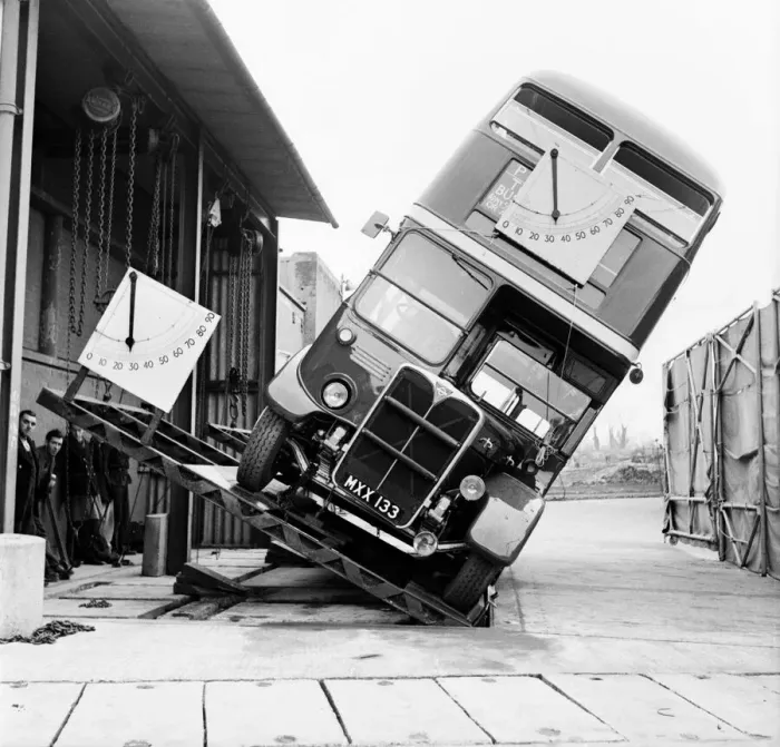 Framed Print : Safety Test For Buses. November 1952 C5722