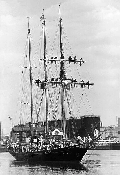 The sail training ship The Winston Churchill seen here awaiting to berth at Middlesbrough