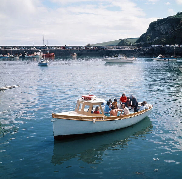 Sailing in Mevagissey Harbour, Cornwall. 1973