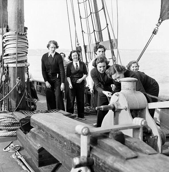 Sailors and cadets of the under 21 sailing club seen here aboard the Brixham fishing