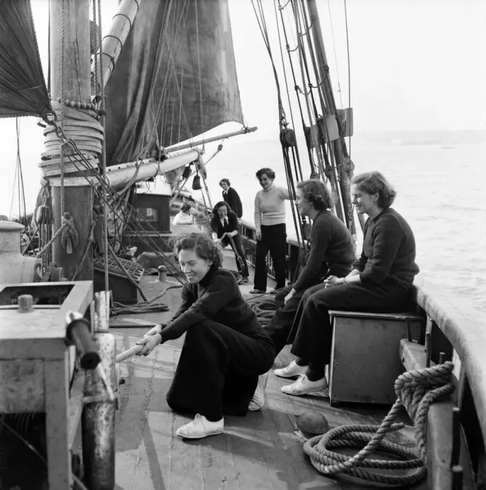Framed Print : Sailors and cadets of the under 21 sailing club seen here aboard the Brixham fishing