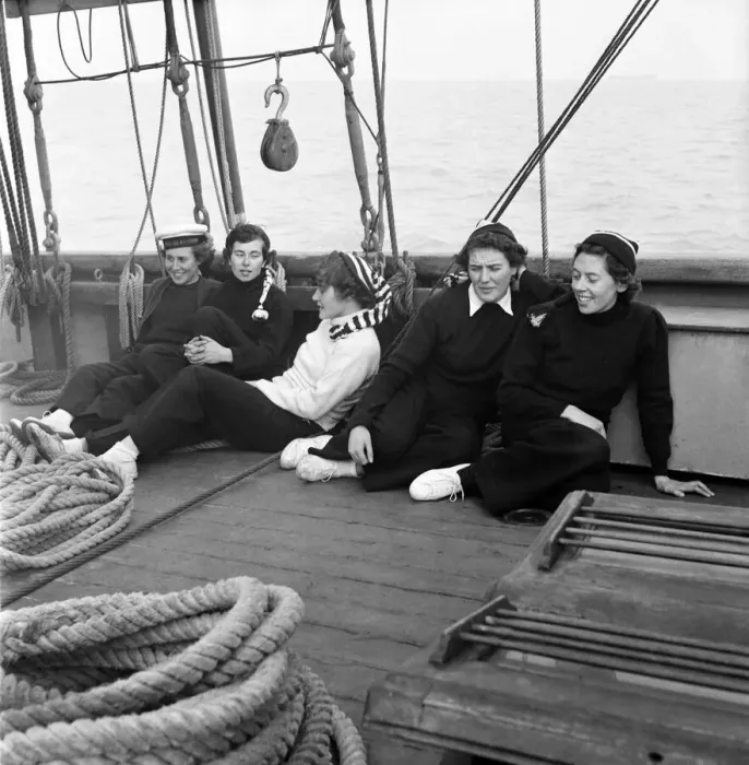 Framed Print : Sailors and cadets of the under 21 sailing club seen here aboard the Brixham fishing Framed Print : Sailors and cadets of the under 21 sailing club seen here aboard the Brixham fishing