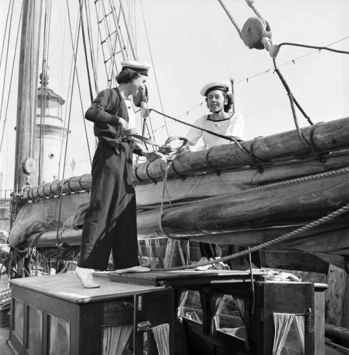 Framed Print : Sailors and cadets of the under 21 sailing club seen here aboard the Brixham fishing