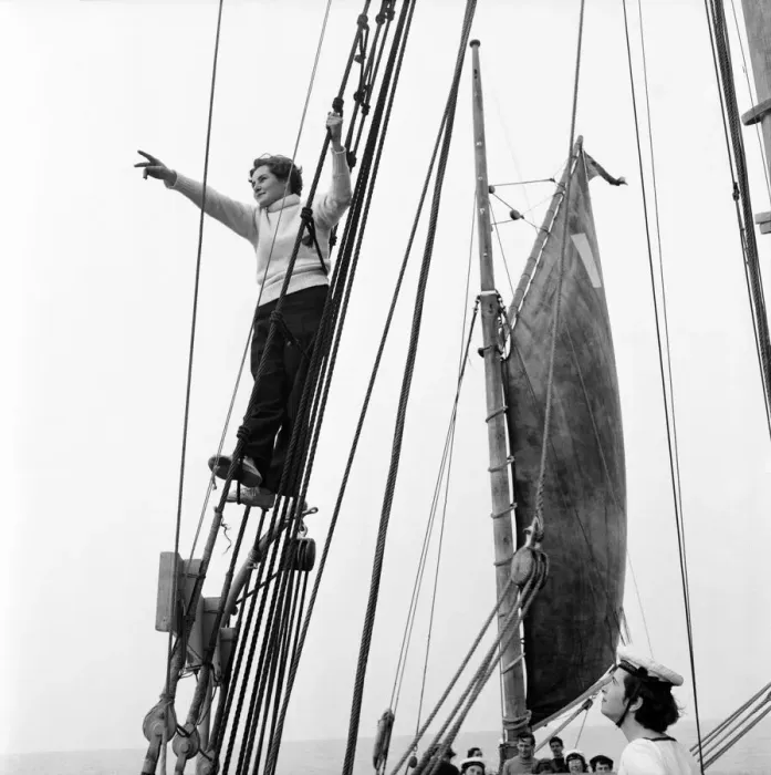 Framed Print : Sailors and cadets of the under 21 sailing club seen here aboard the Brixham fishing