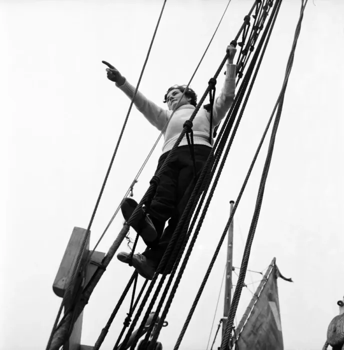 Framed Print : Sailors and cadets of the under 21 sailing club seen here aboard the Brixham fishing