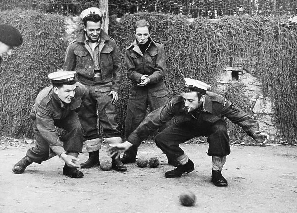 Sailors playing bowls in Italy during Second World War. 2nd February 1944