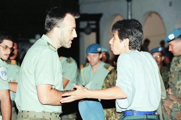Framed Print : Sally Becker, British Aid Worker pictured August 1993. Returns to Mostar