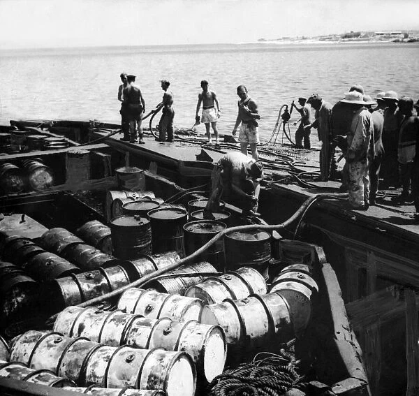 SALVAGING OPERATION OFF MALTA. Soldiers of the Malta Garrison salvaging