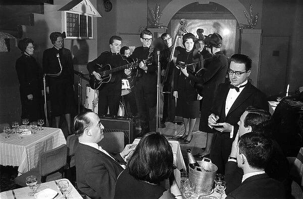 Salvation Army March 1964 at the opening of the Blue Angel Night Club in Mayfair