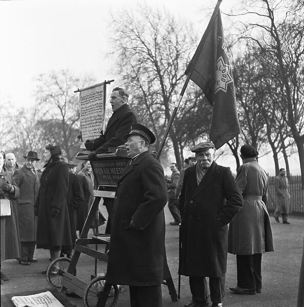 Salvation Army at Speakers Corner, Hyde Park. 1st March 1955
