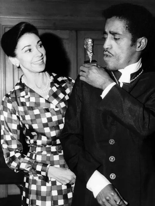 Framed Print : Sammy Davis Jnr with Dame Margot Fontayn who handed him a statuette of the man himself Framed Print : Sammy Davis Jnr with Dame Margot Fontayn who handed him a statuette of the man himself