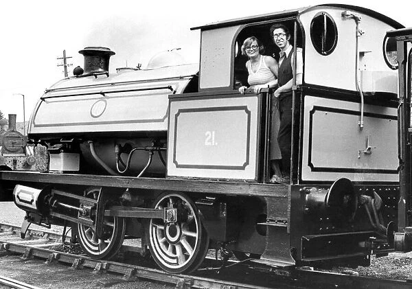 Sandra Johnson and Eric Maxwell on the footplate of an engine at Tanfield Railway on 28th
