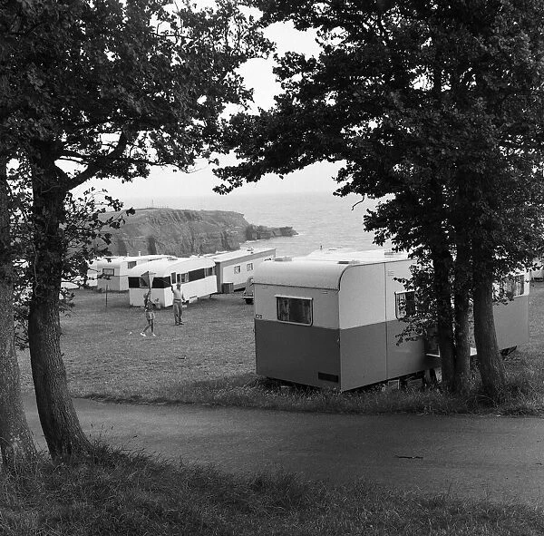 Sandy Bay Caravan site, near Exmouth, Devon. 14th July 1961
