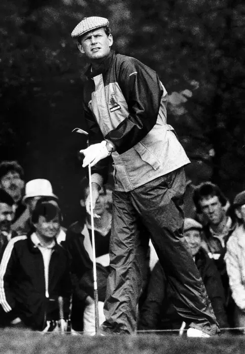 Framed Print : Sandy Lyle golfer watching shot from tee holdng golf club