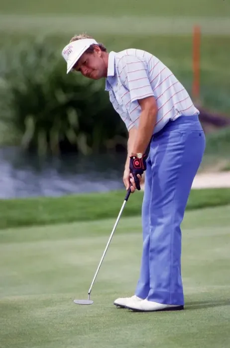 Framed Print : Sandy Lyle hitting putt shot April 1988