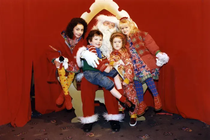 Framed Print : Santa seen here in his grotto at Clayton Square meeting children 21st November 1993 Framed Print : Santa seen here in his grotto at Clayton Square meeting children 21st November 1993