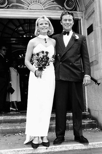 Sara Crowe Actress with her husband Toby Dale on the steps of Chelsea Town Hall after