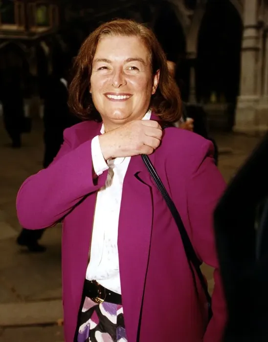 Framed Print : Sara Keays who is pictured outside the high court where she won a libel battle for