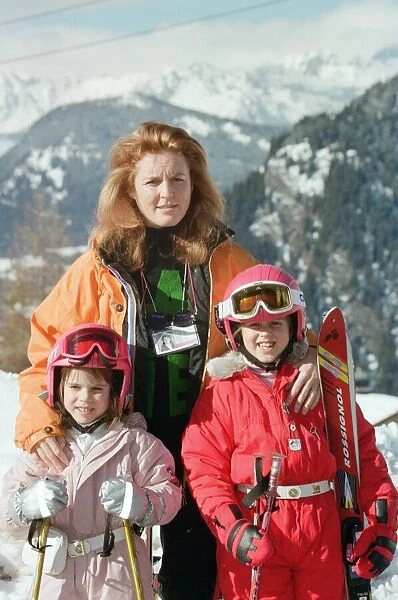 Sarah, Duchess Of York with her daughters Princess Beatrice and Princess Eugenie