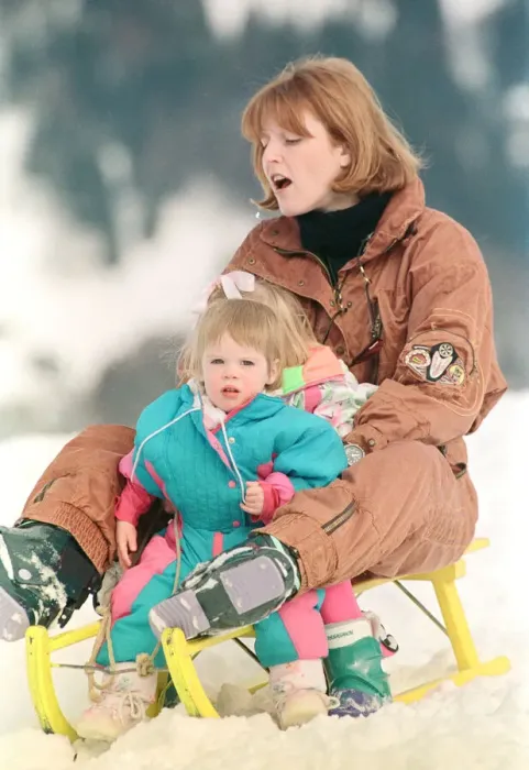 Framed Print : Sarah, The Duchess of York on holiday in Klosters with her daughters Princess Eugenie Framed Print : Sarah, The Duchess of York on holiday in Klosters with her daughters Princess Eugenie