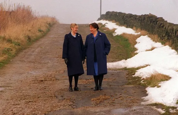 Framed Print : Sarah Lancashire Actress with co star Pam Ferris