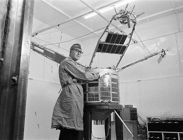 Full scale model of the Britains UK-3 Satellite, Friday 5th August 1966