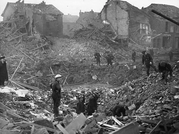 A scene of an Air Raid. Picture taken circa 2nd May 1941