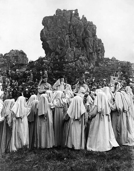 Scene from the ancient ceremony of Gorsedd held at Roche Rock near St