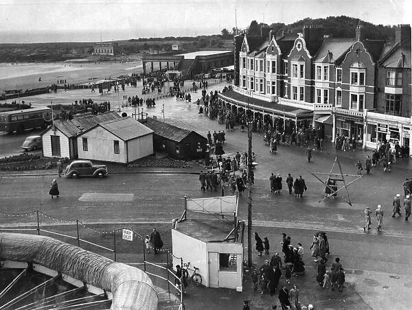 The scene at Barry Island yesterday afternoon when those who braved the heavy rain to
