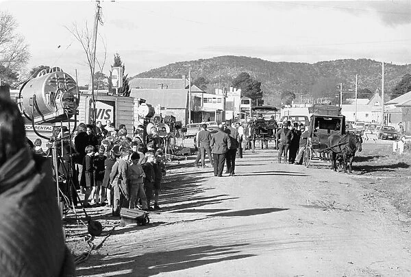 Scene during the filming of Ned Kelly in Bugendore, Australia