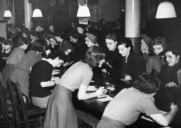 A scene inside the Leece Street labour Exchange in Liverpool when the 1920 class of women