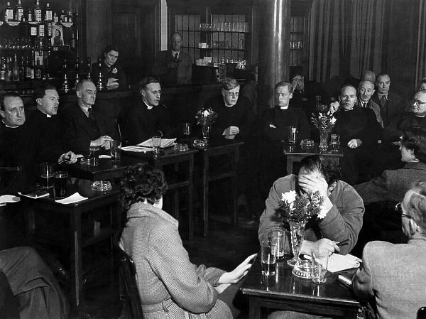 The scene in the lounge bar of the 'Safe Harbour'during the discussion