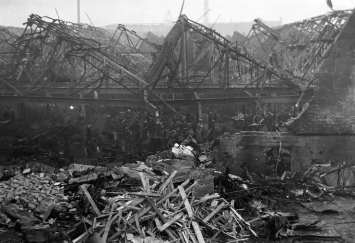 Framed Print : The scene of ruin in a district of Southern England recently when a V bomb fell in