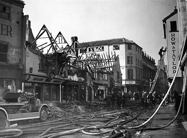 Scene showing the bomb damage in Norwich, Norfolk following an air raid by the German