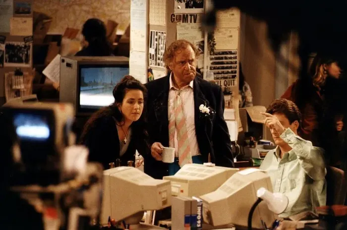 Framed Print : Scene from the TV programme Drop The Dead Donkey Framed Print : Scene from the TV programme Drop The Dead Donkey