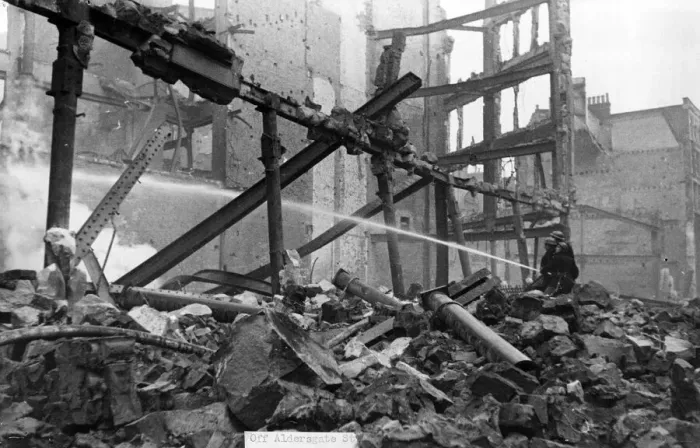 Framed Print : Scenes at Aldersgate Street following an air raid attack. Circa 1941 Framed Print : Scenes at Aldersgate Street following an air raid attack. Circa 1941