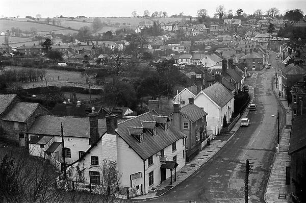 Scenes in Bishops Castle, Shropshire. 21st January 1964