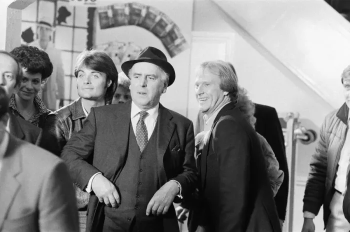 Framed Print : Behind the scenes filming of Minder, a British comedy drama TV Series set in the London
