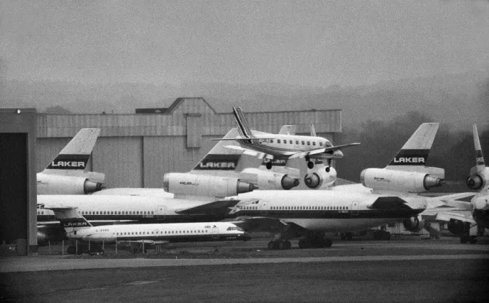 Framed Print : Scenes at Gatwick airport in London on the day that Laker Airways went bust