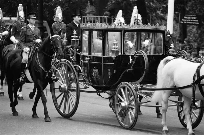 Framed Print : Scenes of great activity in The Mall as a rehearsal for the Royal Wedding takes place