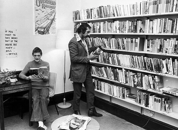 Scenes inside Norton House showing people reading books in the library
