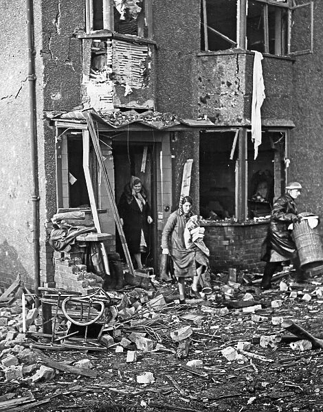 Scenes in Liverpool after an air raid by the German Luftwaffe