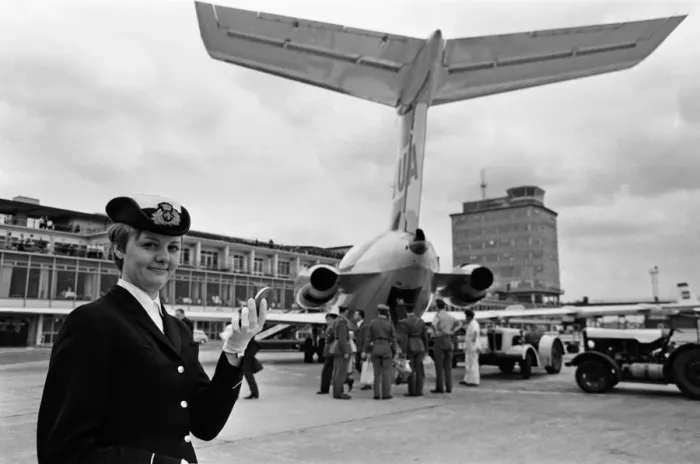 Framed Print : Scenes at Manchester Airport. Jennifer Wainwright, 21, ground hostess with Manchester Framed Print : Scenes at Manchester Airport. Jennifer Wainwright, 21, ground hostess with Manchester