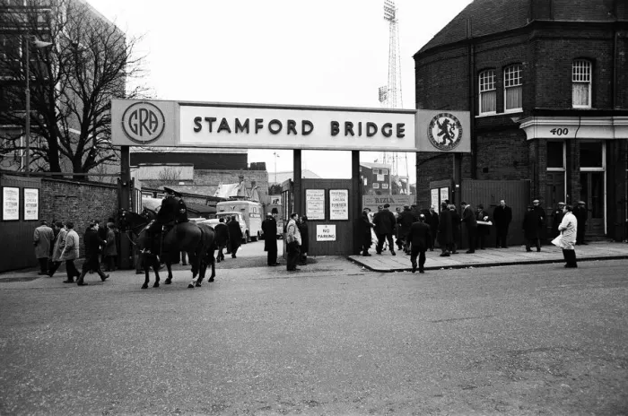 Framed Print : Scenes outside Stamford Bridge stadium on the day of a match between Chelsea v Tottenham Framed Print : Scenes outside Stamford Bridge stadium on the day of a match between Chelsea v Tottenham