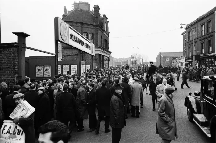 Framed Print : Scenes outside Stamford Bridge stadium half an hour before a match between Chelsea v Framed Print : Scenes outside Stamford Bridge stadium half an hour before a match between Chelsea v
