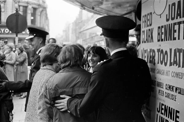 Scenes at The Prince of Wales Theatre in London when The Beatles arrived at the front