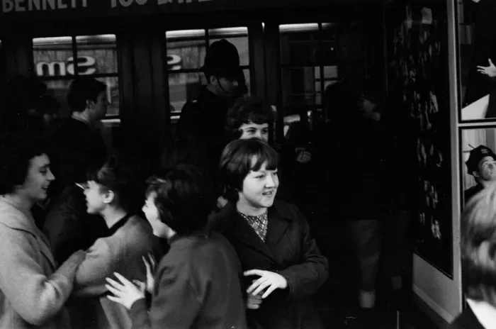 Framed Print : Scenes at The Prince of Wales Theatre in London when The Beatles arrived at the front Framed Print : Scenes at The Prince of Wales Theatre in London when The Beatles arrived at the front
