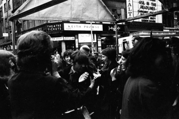 Framed Print : Scenes at The Prince of Wales Theatre in London when The Beatles arrived at the front